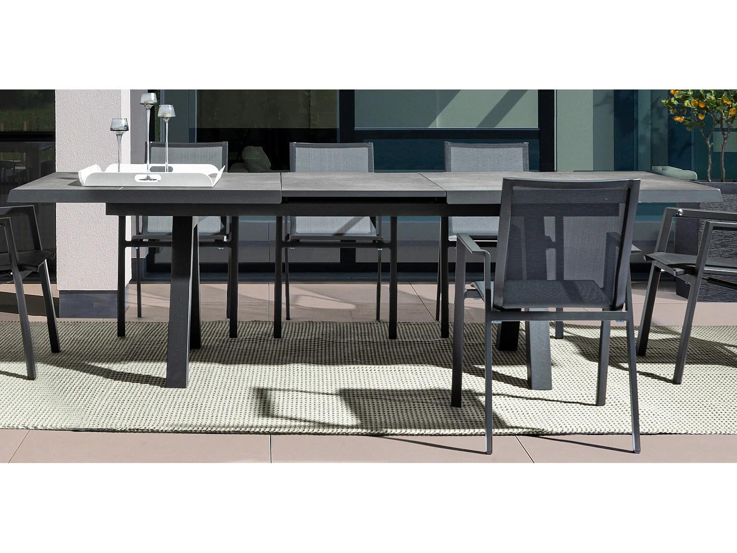 Fauteuil de jardin en aluminium anthracite Kim - Lot de 4