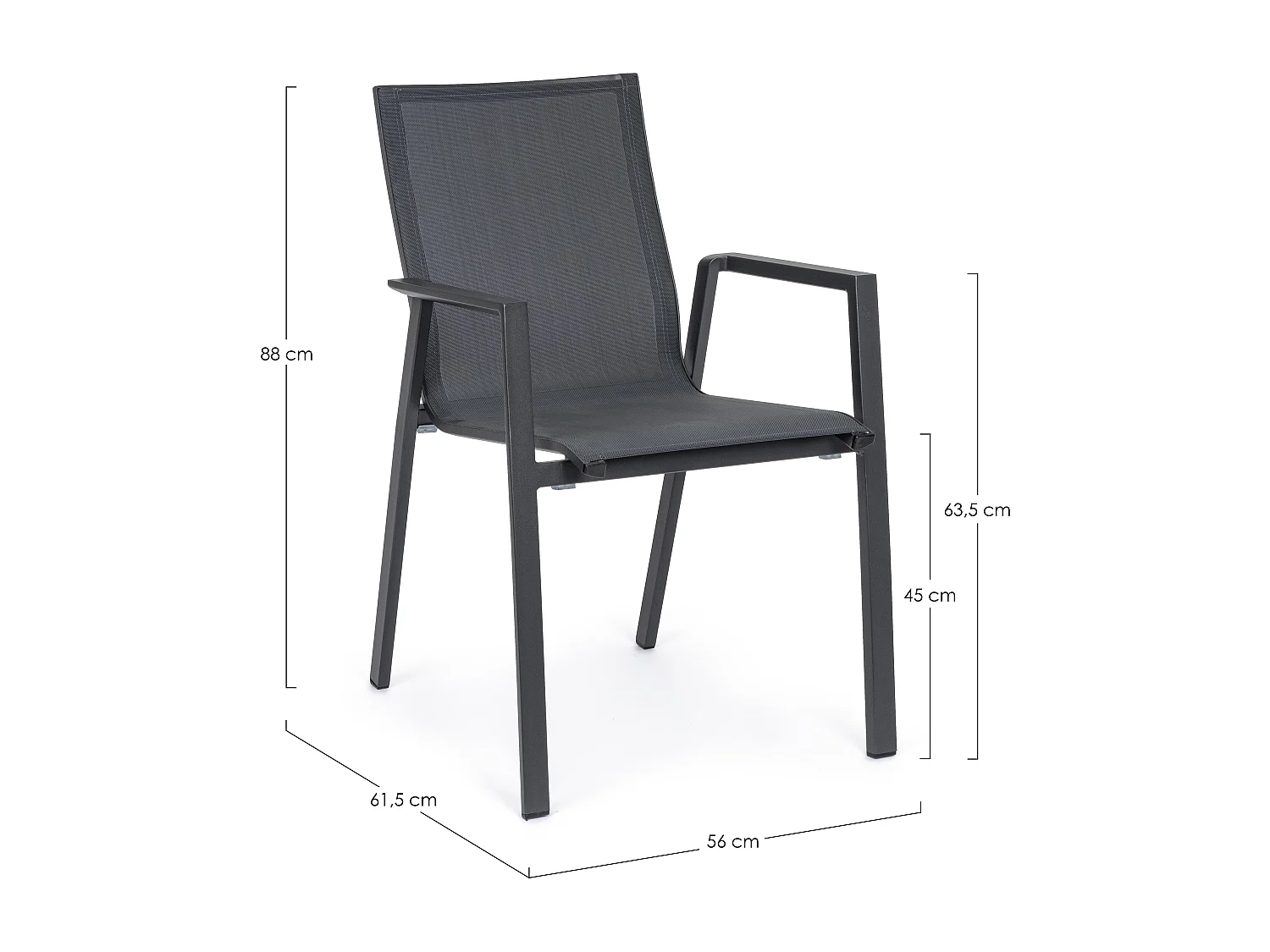 Fauteuil de jardin en aluminium anthracite Kim - Lot de 4