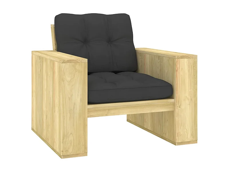 Chaise de jardin avec coussins anthracite Bois de pin imprégné