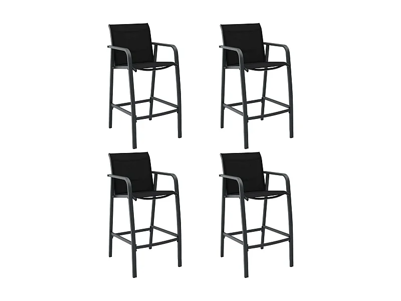 Chaises de bar de jardin 4 pcs Noir Textilène