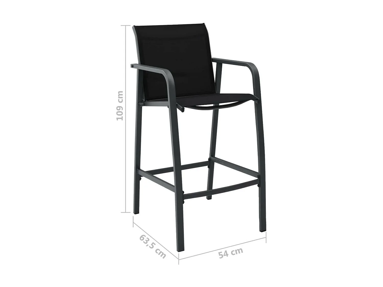Chaises de bar de jardin 4 pcs Noir Textilène