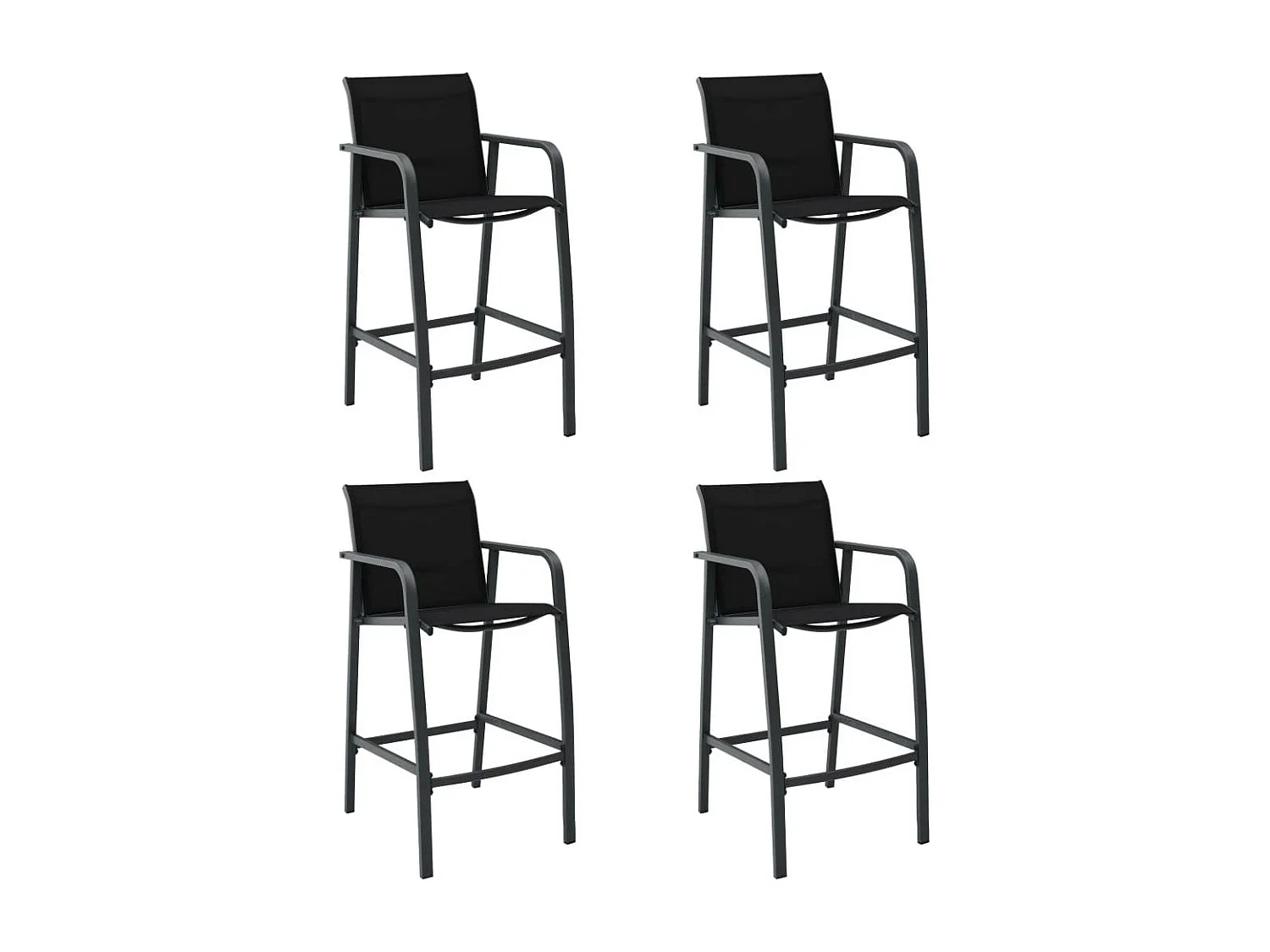 Chaises de bar de jardin 4 pcs Noir Textilène