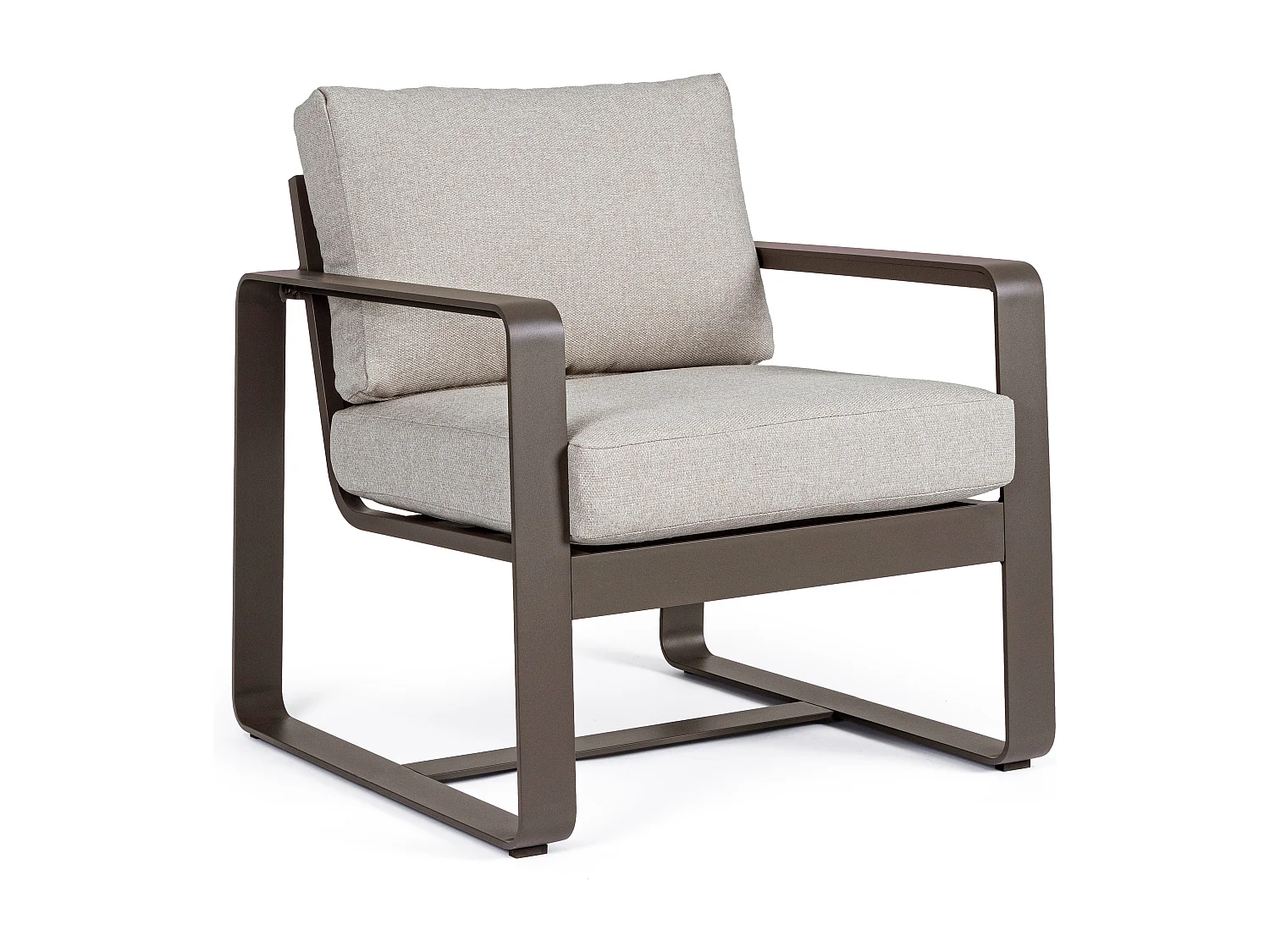 Fauteuil de jardin aluminium marron et coussin Masy - Lot de 2