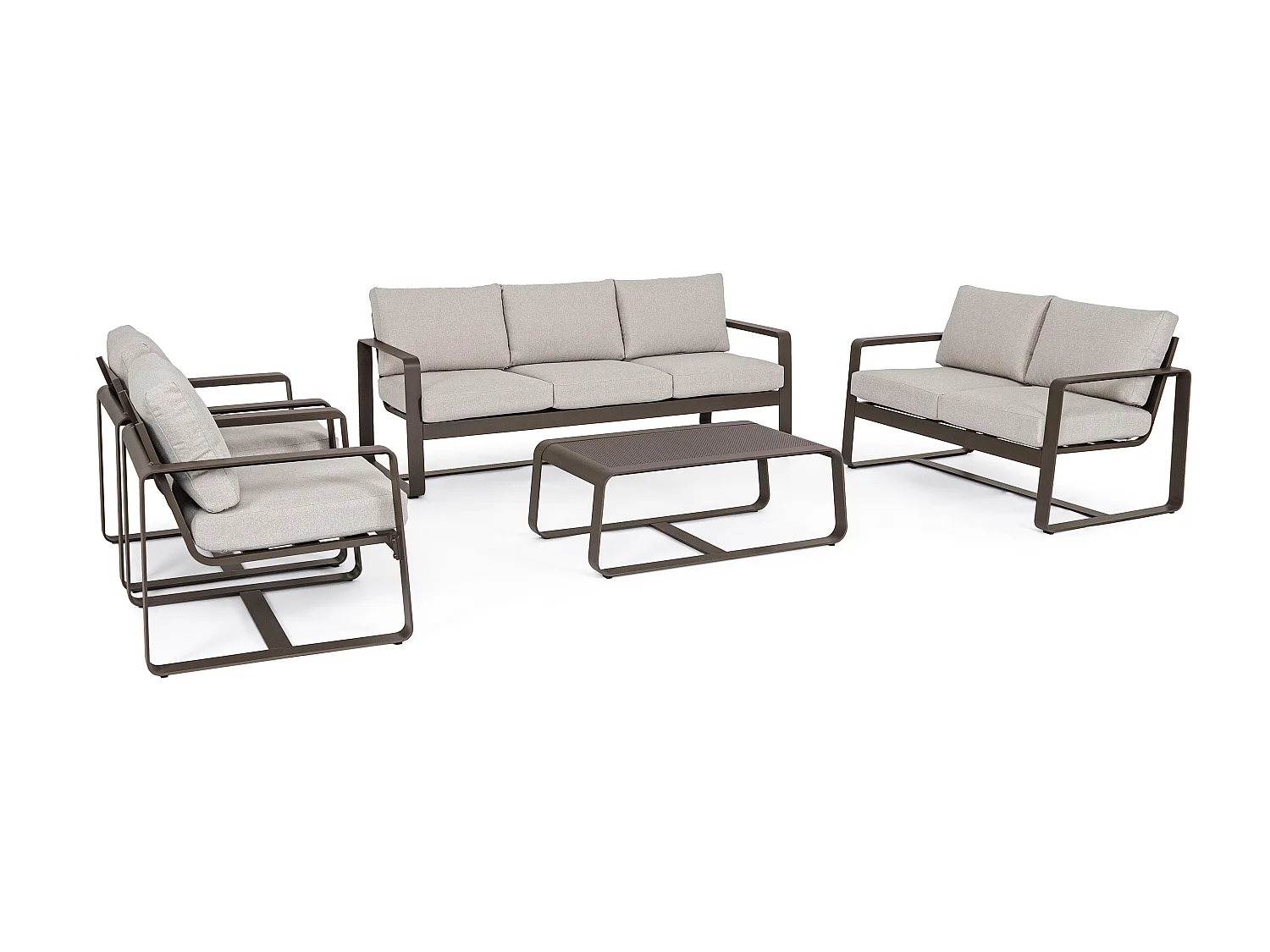 Fauteuil de jardin aluminium marron et coussin Masy - Lot de 2