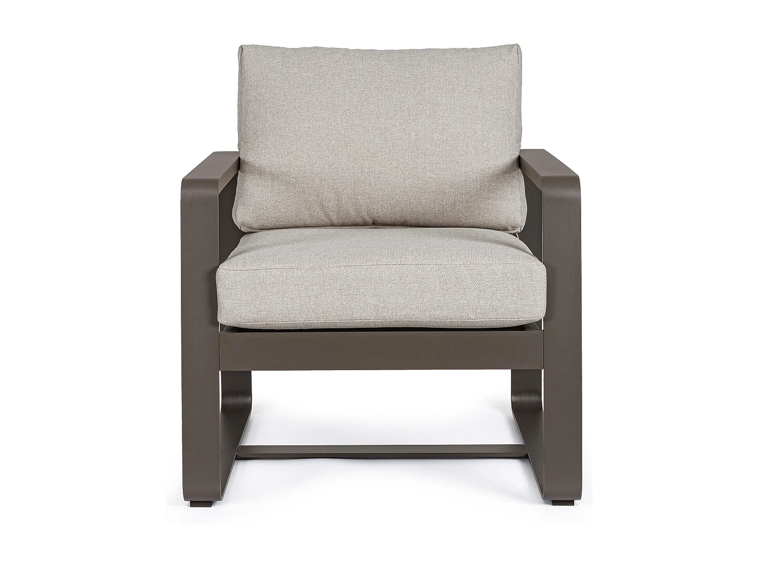 Fauteuil de jardin aluminium marron et coussin Masy - Lot de 2