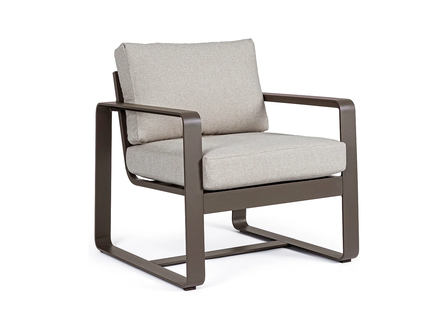 Fauteuil de jardin aluminium marron et coussin Masy - Lot de 2