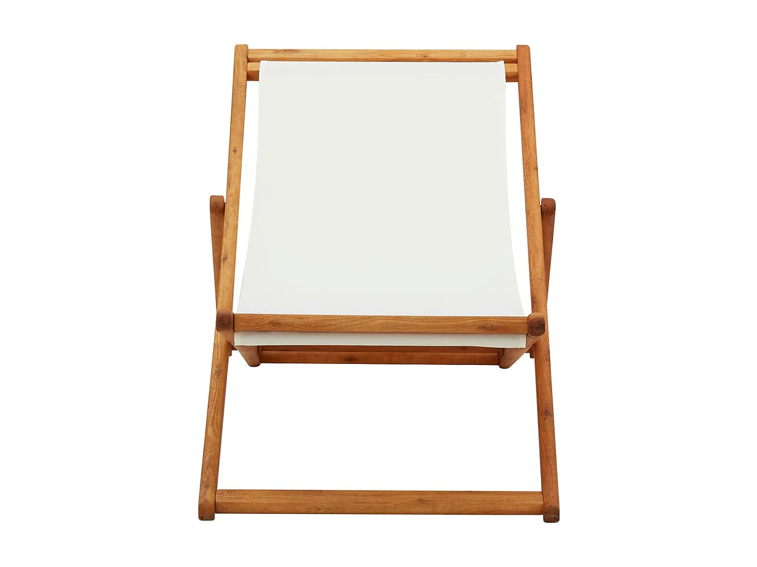 Chaise pliable de plage Bois d'eucalyptus et tissu Blanc crème