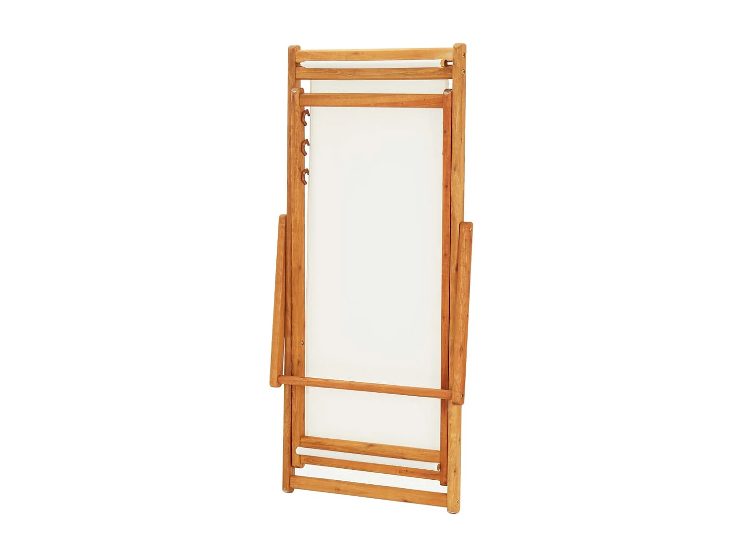 Chaise pliable de plage Bois d'eucalyptus et tissu Blanc crème