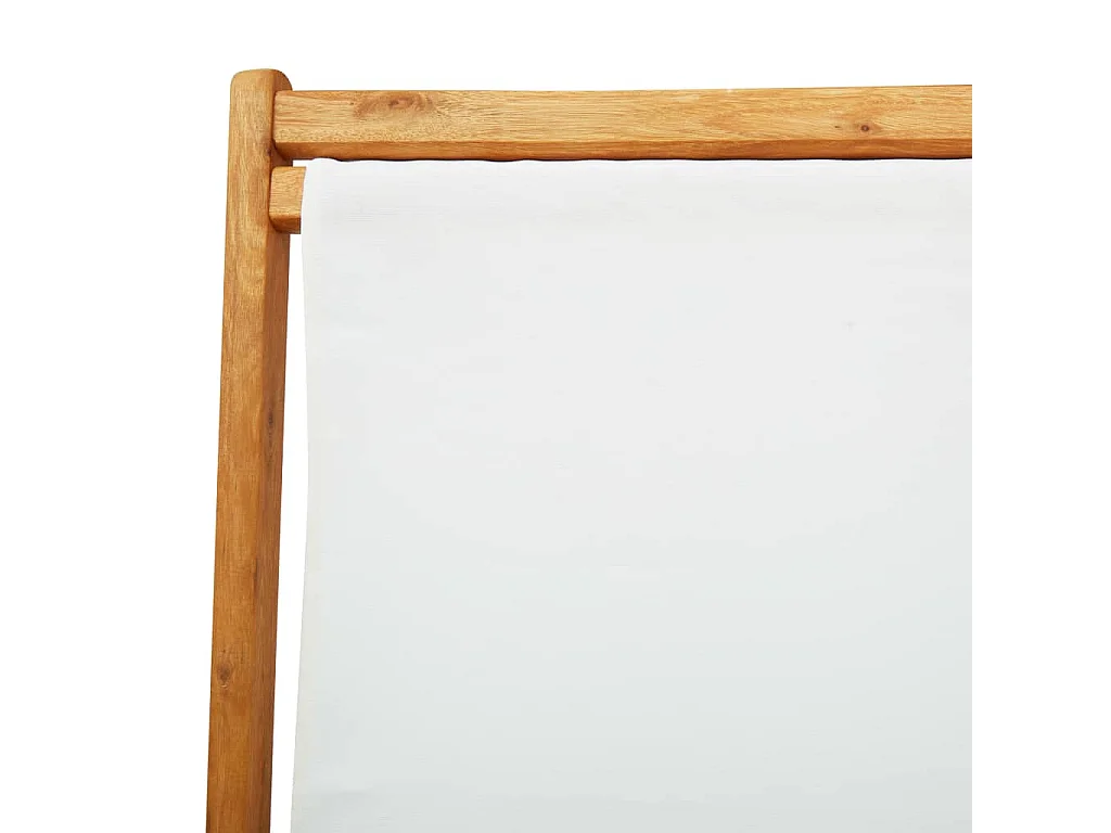 Chaise pliable de plage Bois d'eucalyptus et tissu Blanc crème