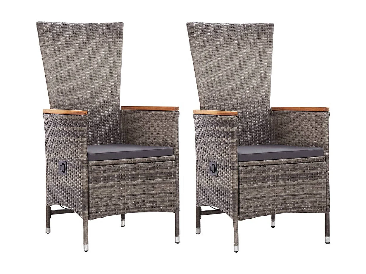 Chaises d'extérieur 2 pcs avec coussins Résine tressée Gris 2
