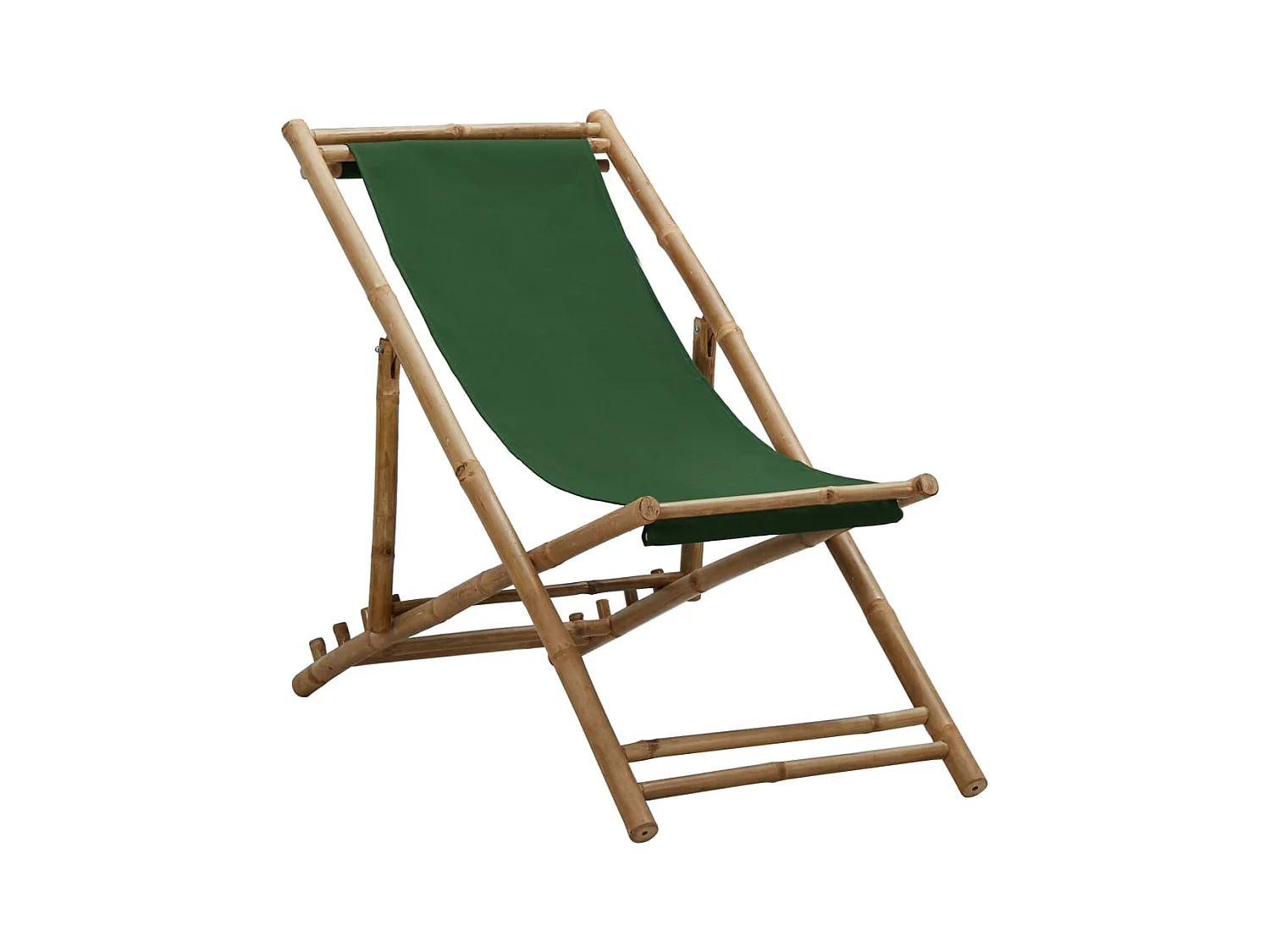 Ligstoel bamboe en canvas groen