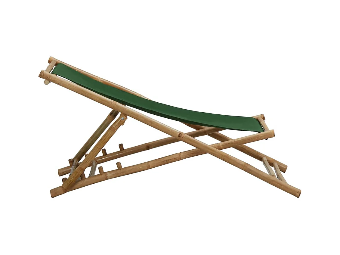 Ligstoel bamboe en canvas groen
