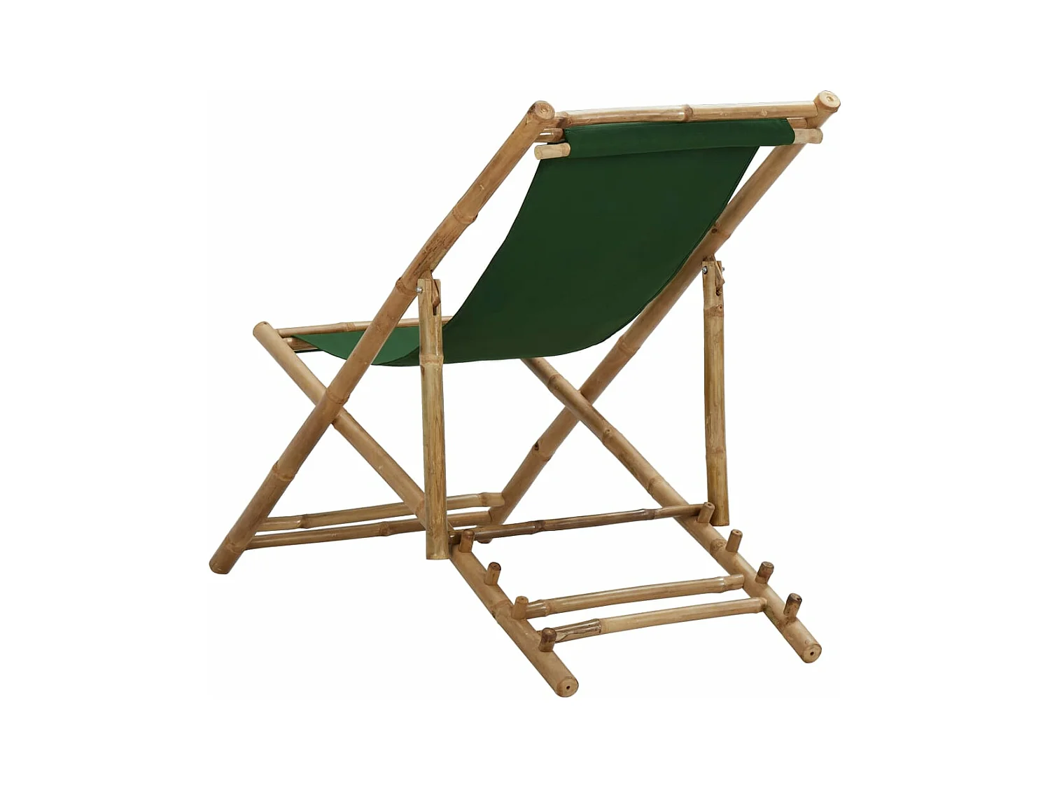 Ligstoel bamboe en canvas groen