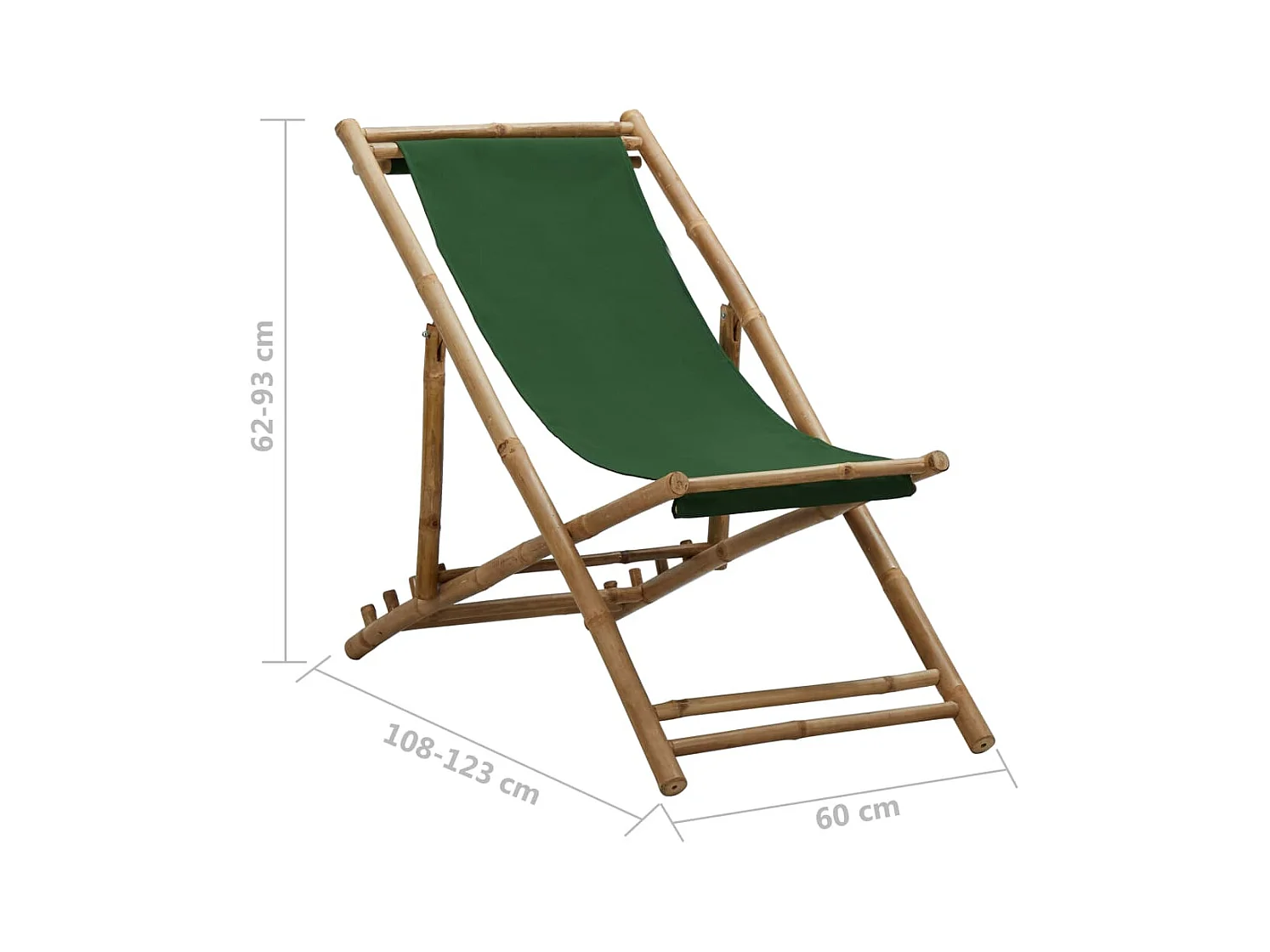 Ligstoel bamboe en canvas groen