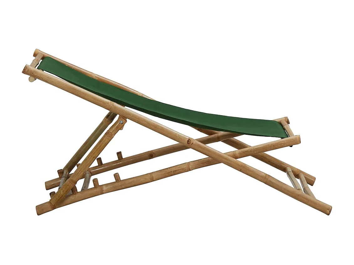 Ligstoel bamboe en canvas groen