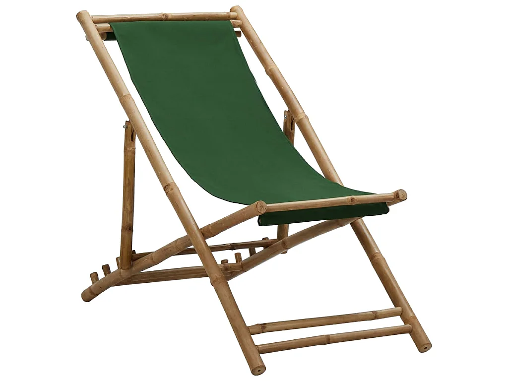 Ligstoel bamboe en canvas groen