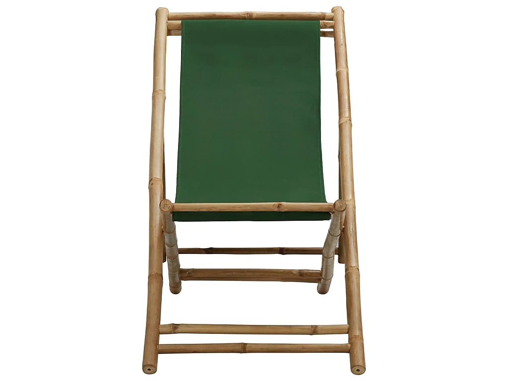 Ligstoel bamboe en canvas groen