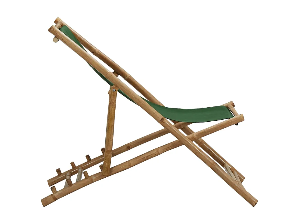 Ligstoel bamboe en canvas groen