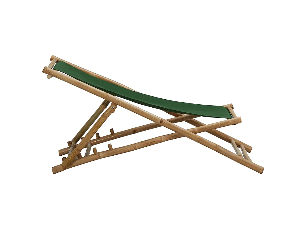 Ligstoel bamboe en canvas groen