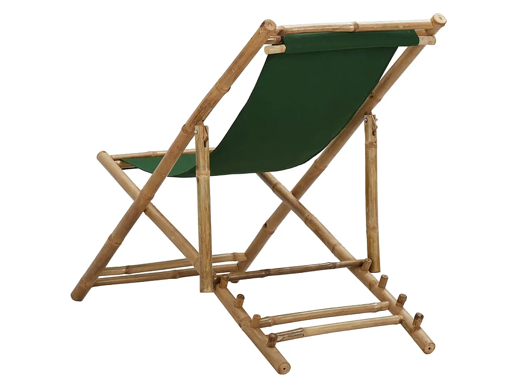 Ligstoel bamboe en canvas groen
