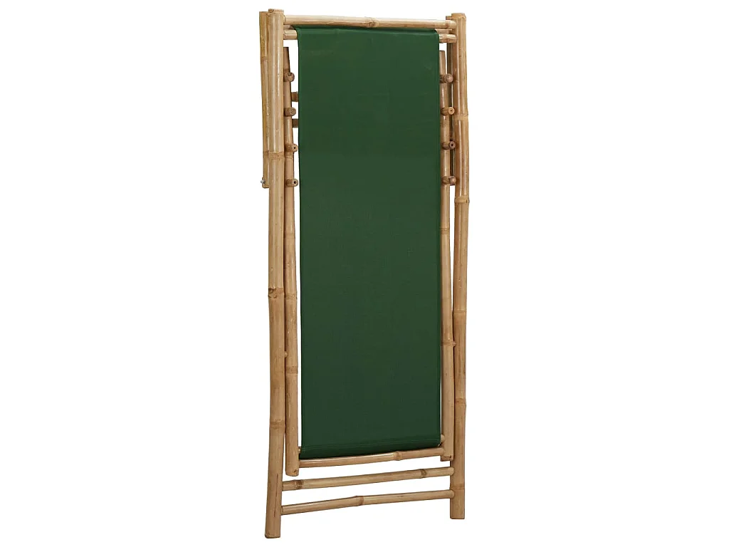 Ligstoel bamboe en canvas groen