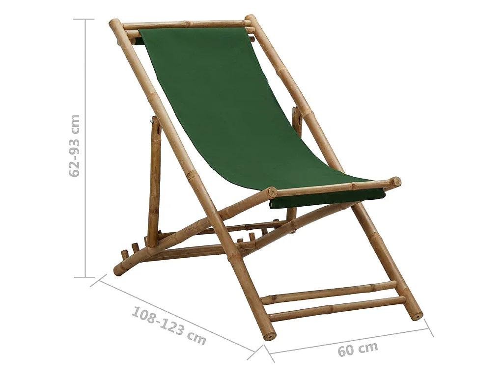 Ligstoel bamboe en canvas groen