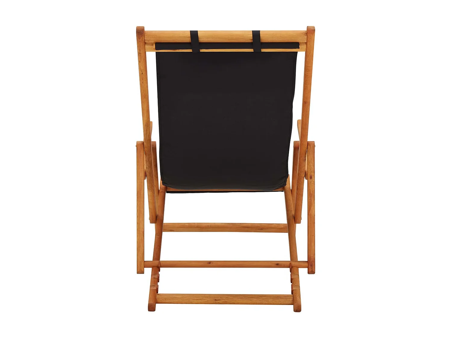 Chaise pliable de plage Bois d'eucalyptus solide et tissu Noir