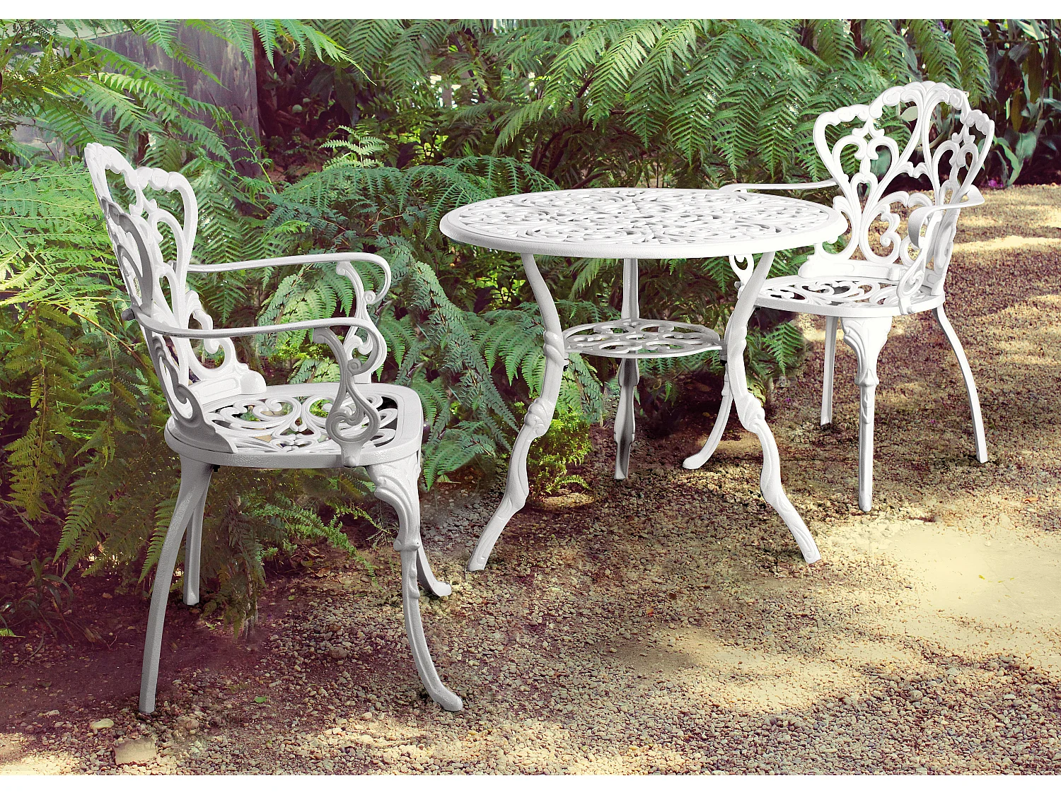 Chaise de jardin aluminium moulée blanc Vikola - Lot de 2