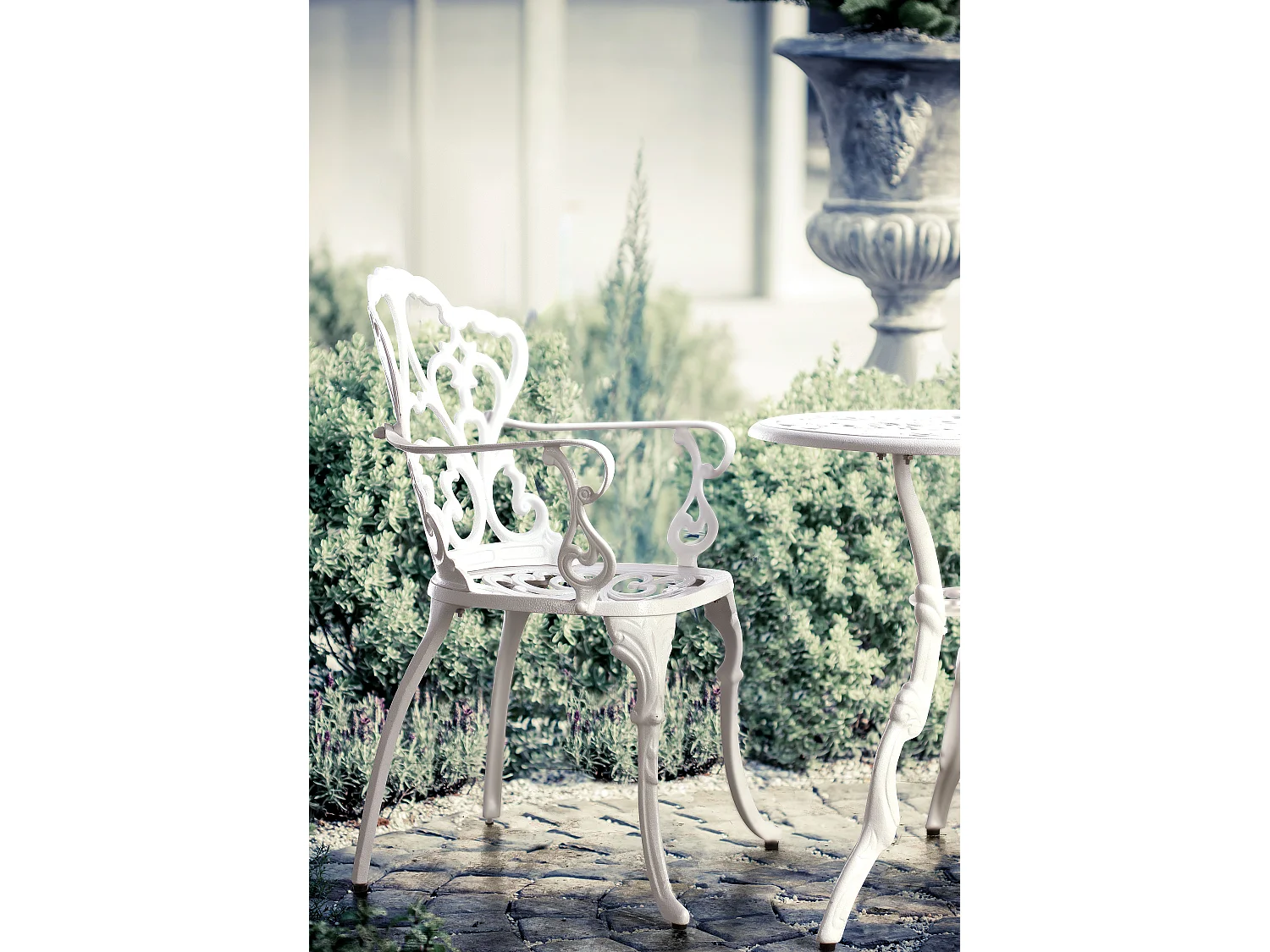 Chaise de jardin aluminium moulée blanc Vikola - Lot de 2