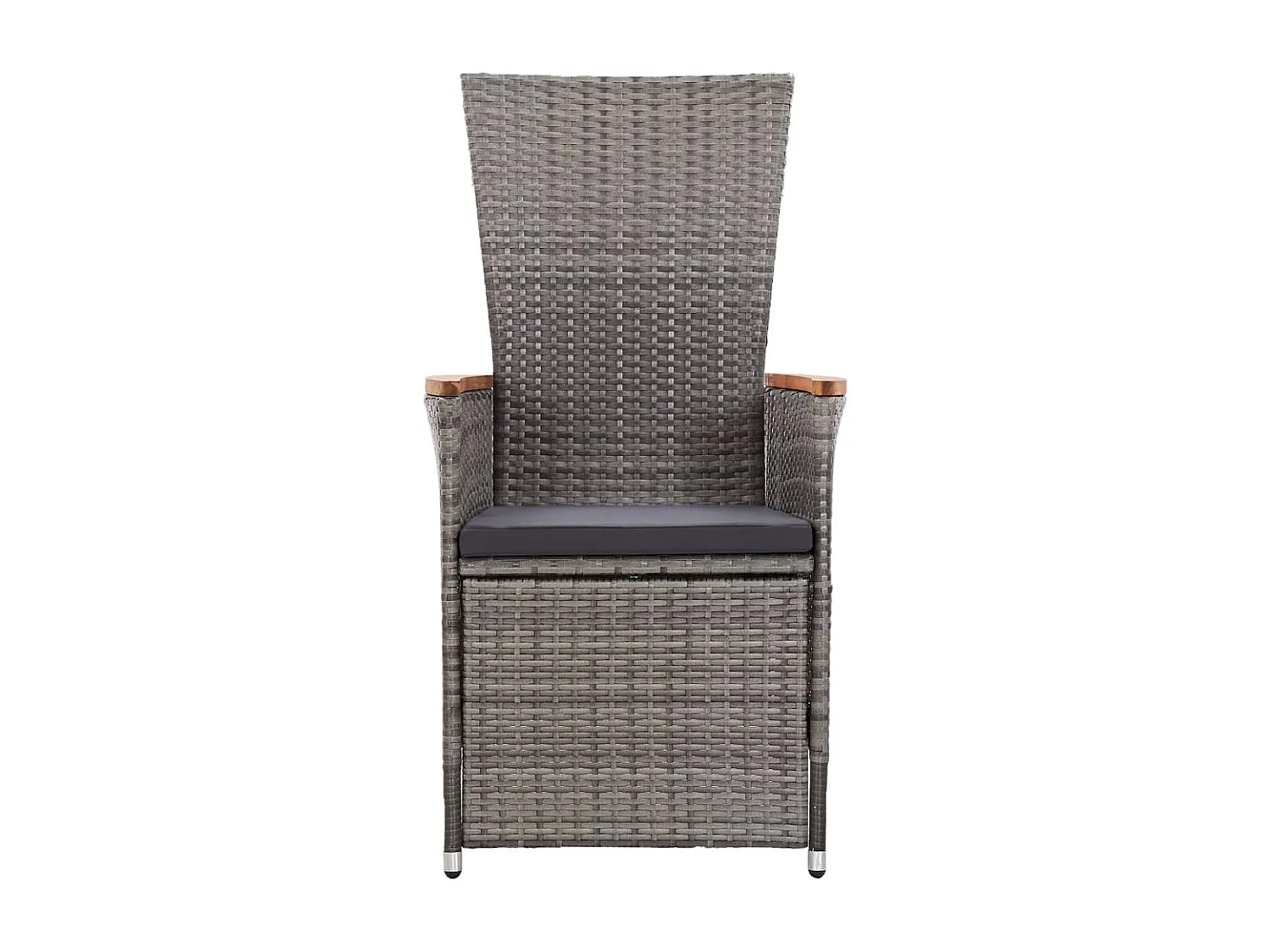 Chaise inclinable de jardin 2pc et coussins Résine tressée Gris 2