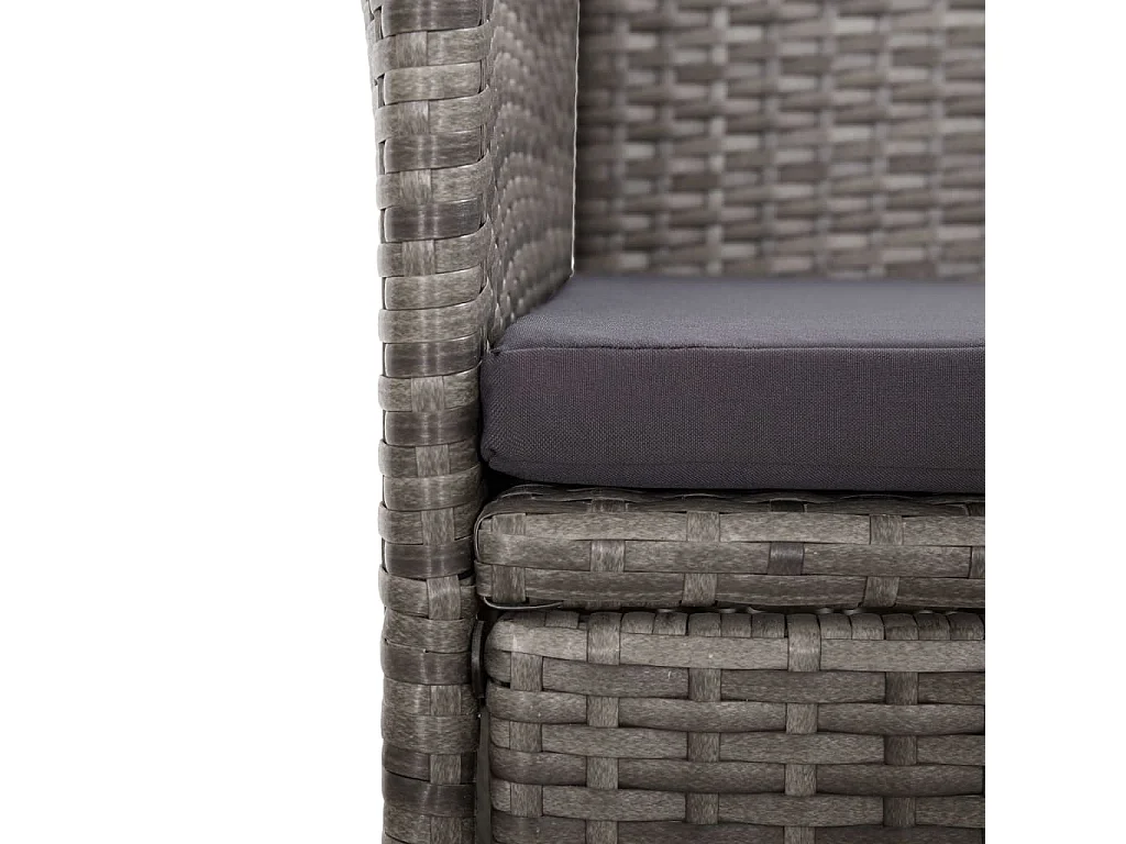 Chaise inclinable de jardin 2pc et coussins Résine tressée Gris 2