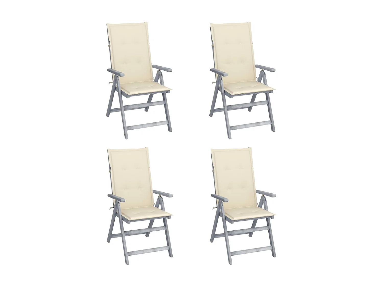 Chaises inclinables de jardin 4 pcs avec coussins Bois d'acacia 27