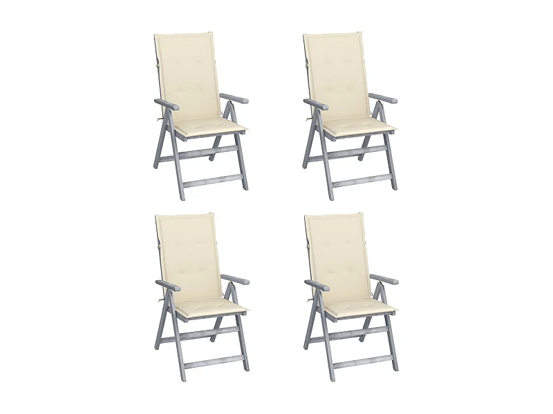 Chaises inclinables de jardin 4 pcs avec coussins Bois d'acacia 27