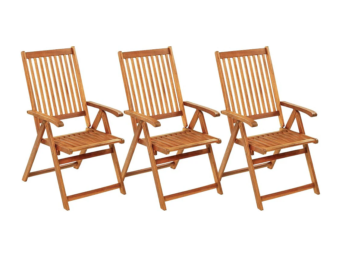 Chaises pliables de jardin 3 pcs avec coussins Bois d'acacia 12