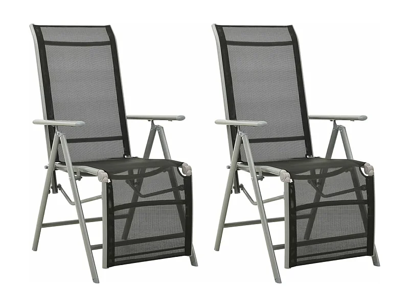 Chaises de jardin 2 pcs Textilène et aluminium Argenté