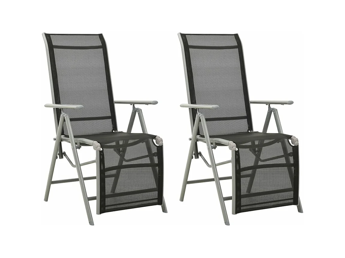 Chaises de jardin 2 pcs Textilène et aluminium Argenté