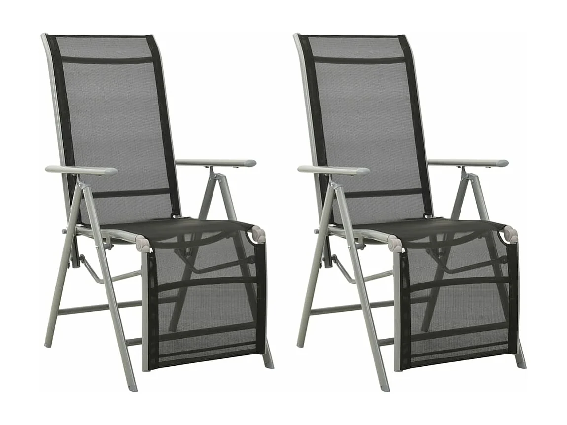Chaises de jardin 2 pcs Textilène et aluminium Argenté