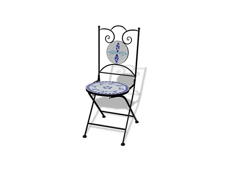 Chaise pliable métal noir et céramique bleu Ivai - Lot de 2