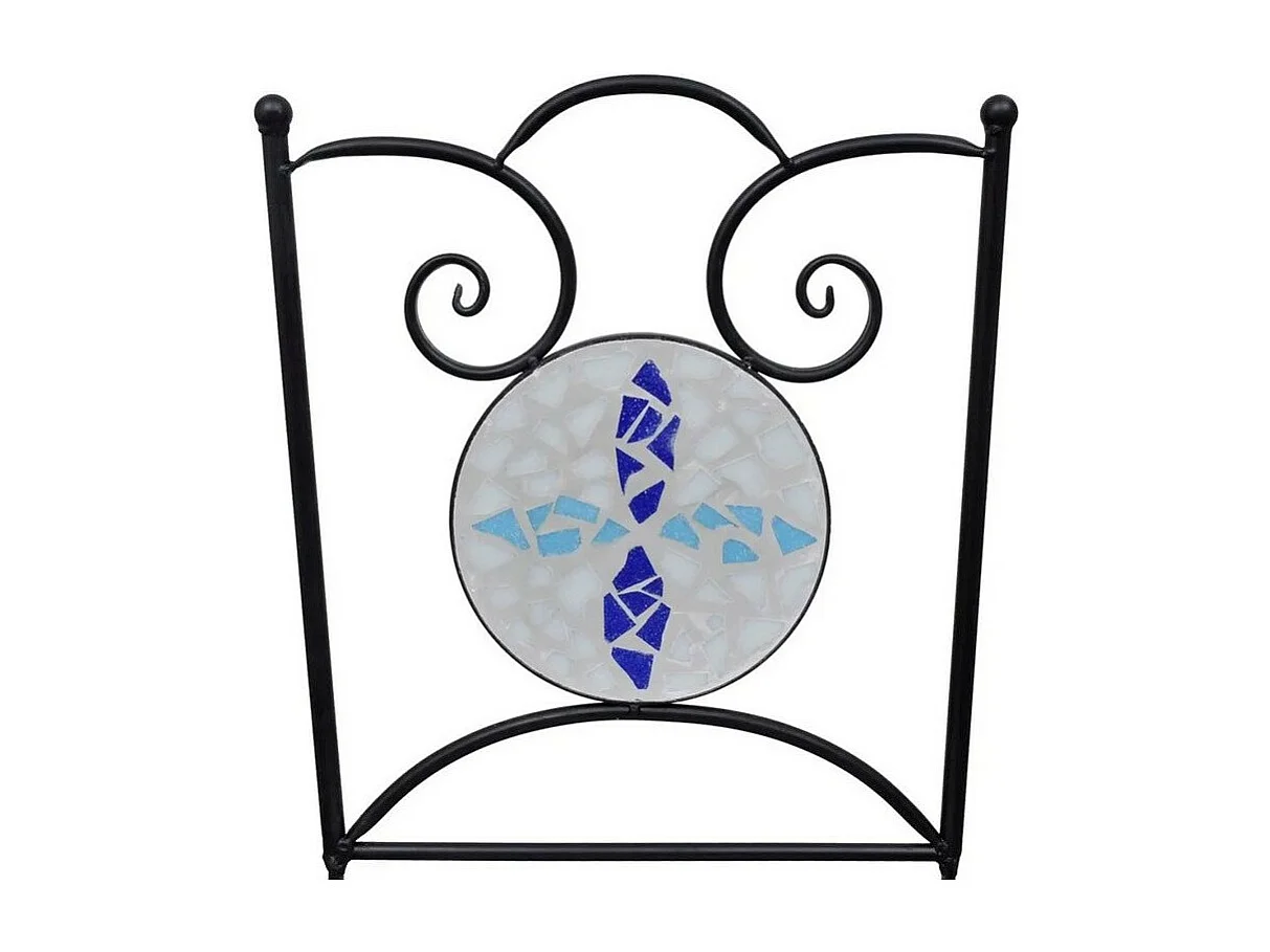 Chaise pliable métal noir et céramique bleu Ivai - Lot de 2