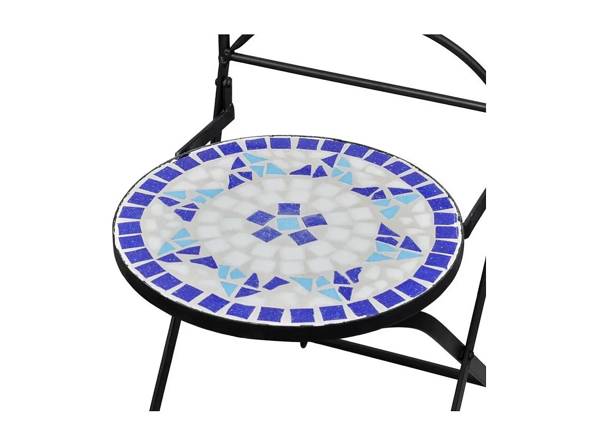 Chaise pliable métal noir et céramique bleu Ivai - Lot de 2