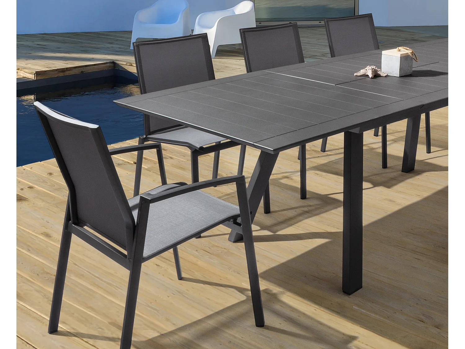 Chaise de jardin en aluminium noir anthracite Cadia - Lot de 4