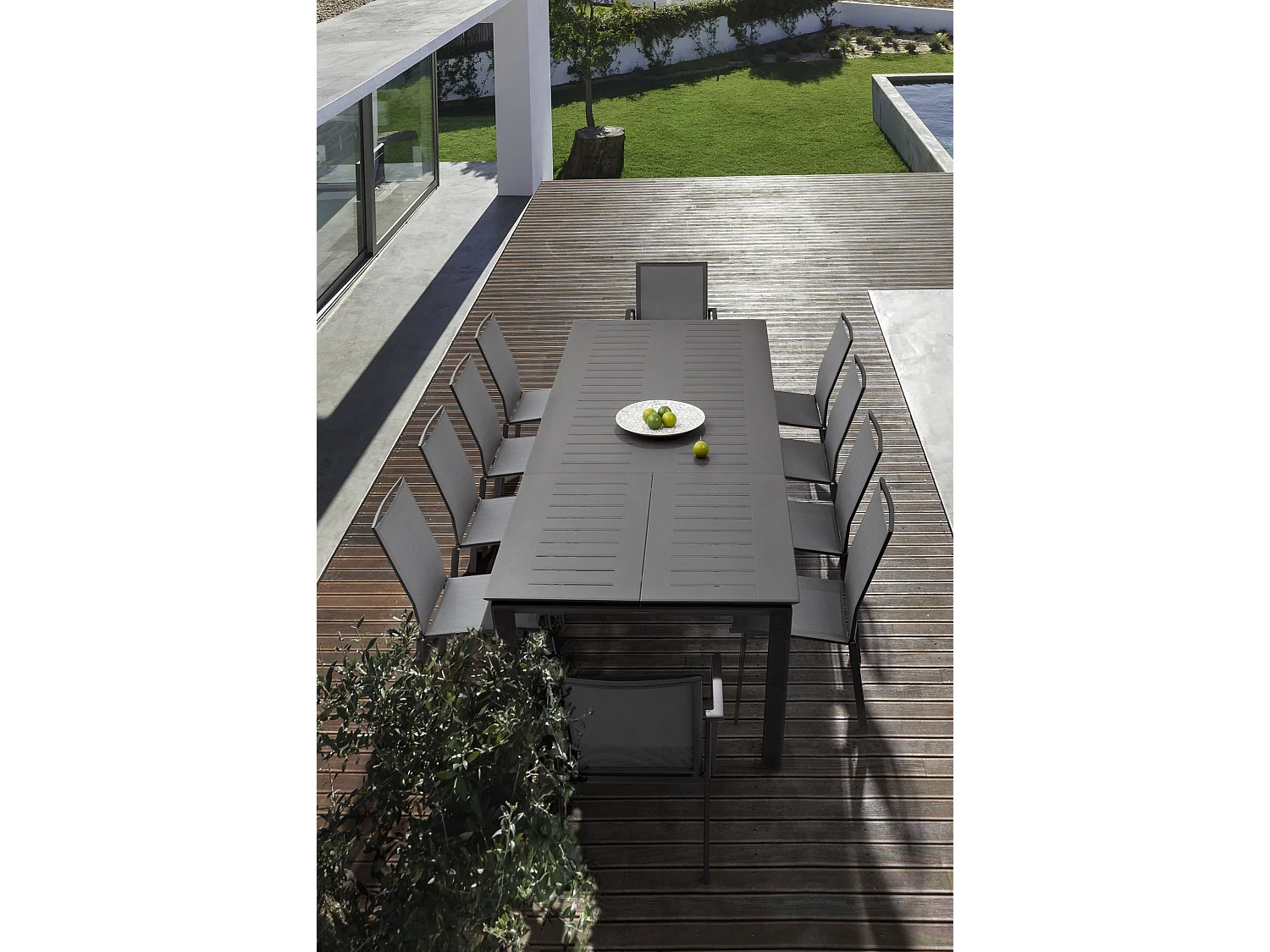 Chaise de jardin en aluminium noir anthracite Cadia - Lot de 4