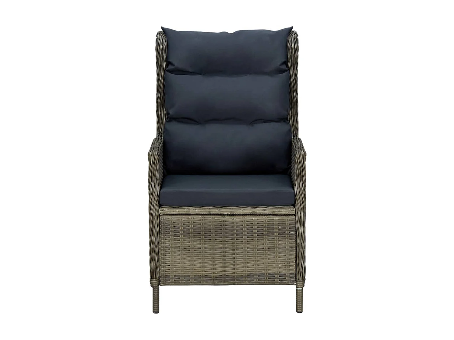 Chaise inclinable de jardin avec coussins Résine tressée Marron 2