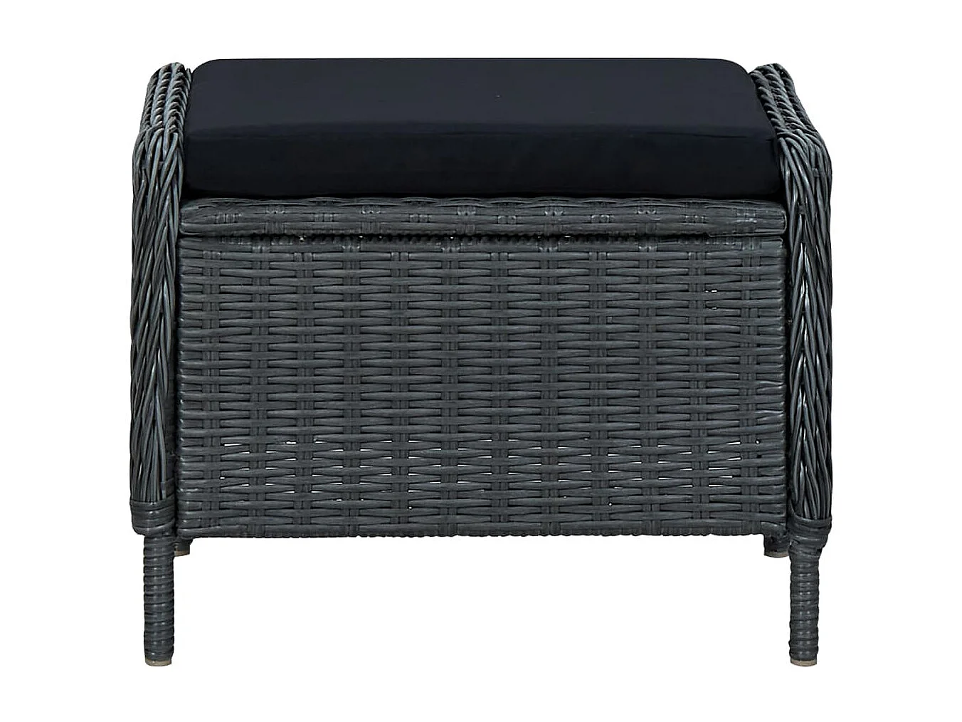 Chaise inclinable de jardin tabouret Résine tressée Gris foncé