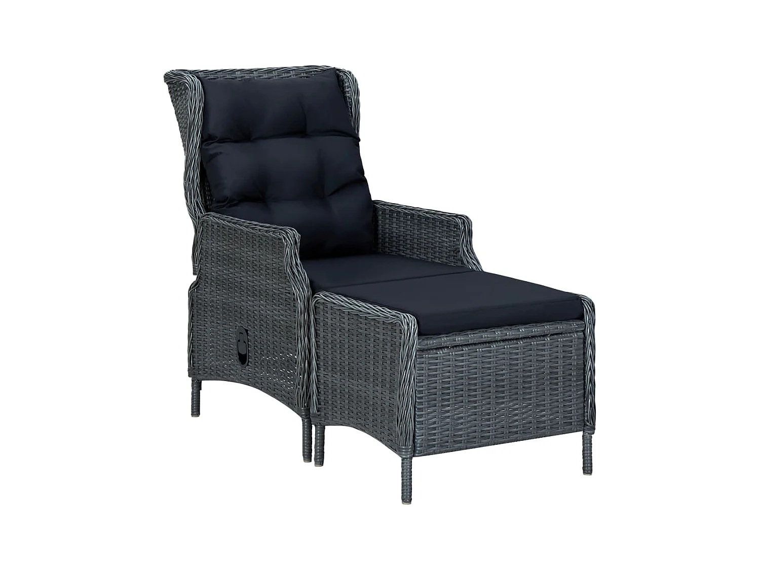 Chaise inclinable de jardin tabouret Résine tressée Gris foncé