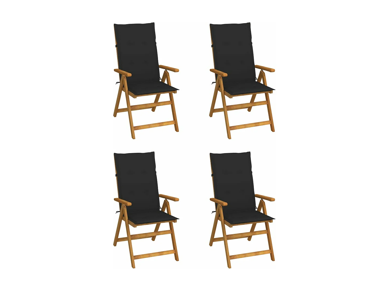 Chaises inclinables de jardin 4 pcs avec coussins Bois d'acacia 18