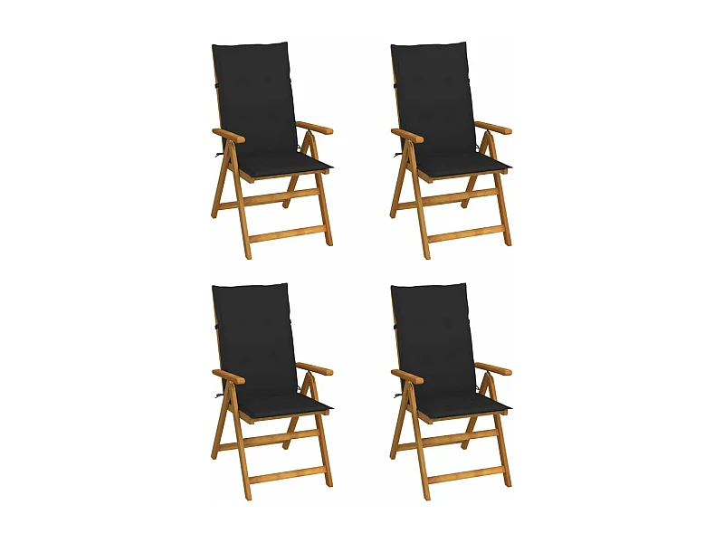 Chaises inclinables de jardin 4 pcs avec coussins Bois d'acacia 18