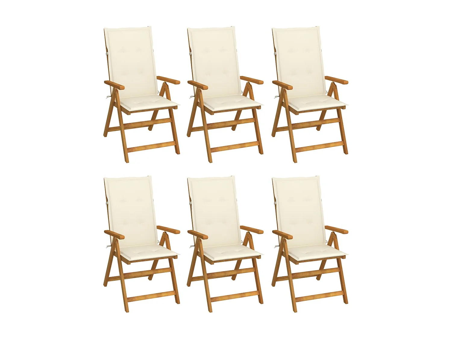 Chaises pliables de jardin 6 pcs avec coussins Bois d'acacia 74