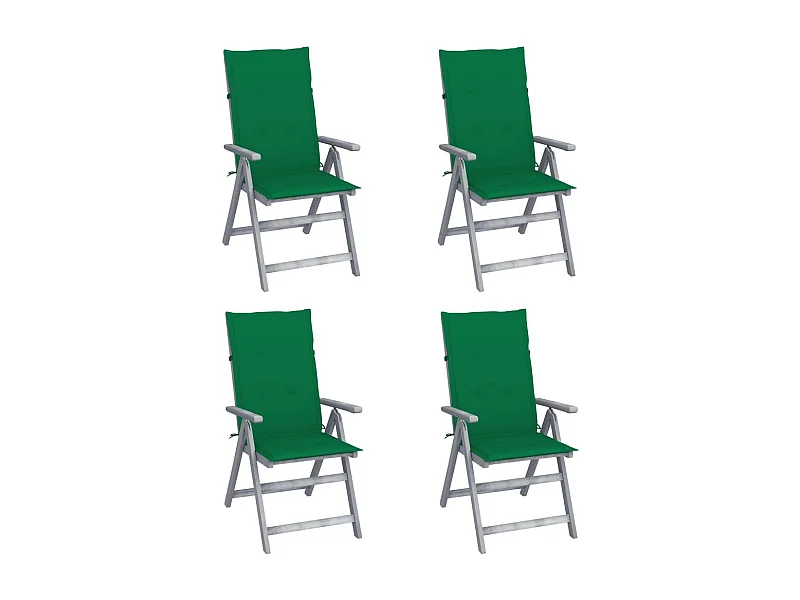 Chaises inclinables de jardin 4 pcs avec coussins Bois d'acacia 30