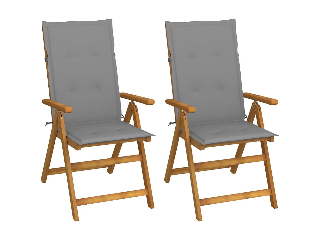 Chaises inclinables de jardin 2 pcs avec coussins Bois d'acacia 12